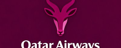 卡塔尔航空Logo，紫红色阿拉伯羚羊标志搭配英文字体